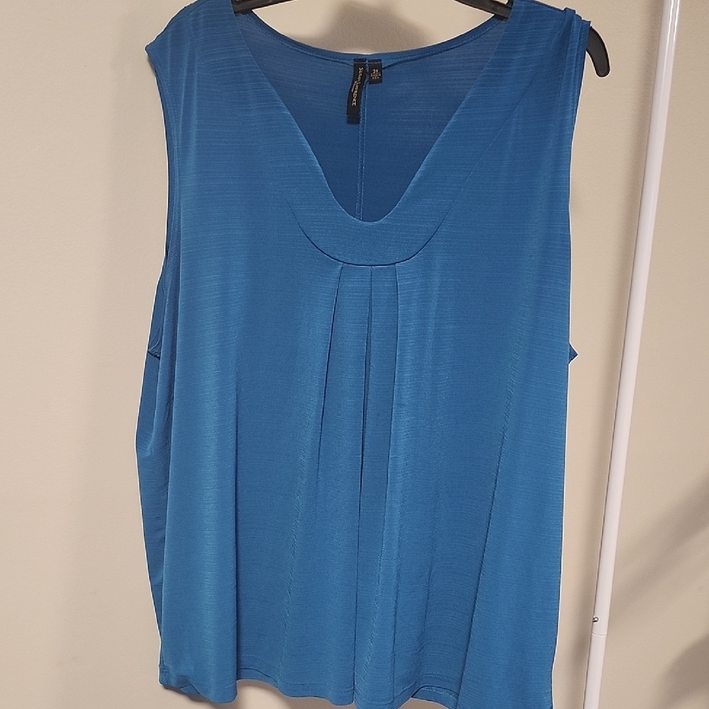 Plus Size 3X Teal Sleeveless Blouse Flowy Lightweight Summer Top